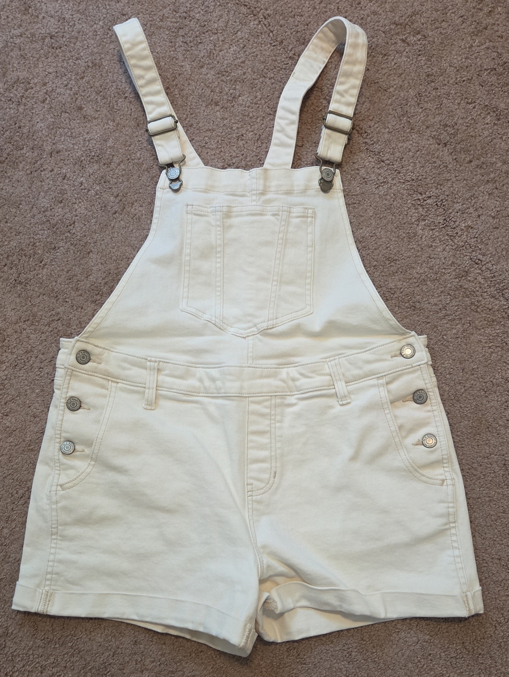 *NWOT* Cream Short Denim Overalls